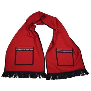 NWOT vintage thick red fleece fringe scarf with pockets southwest western aztec
